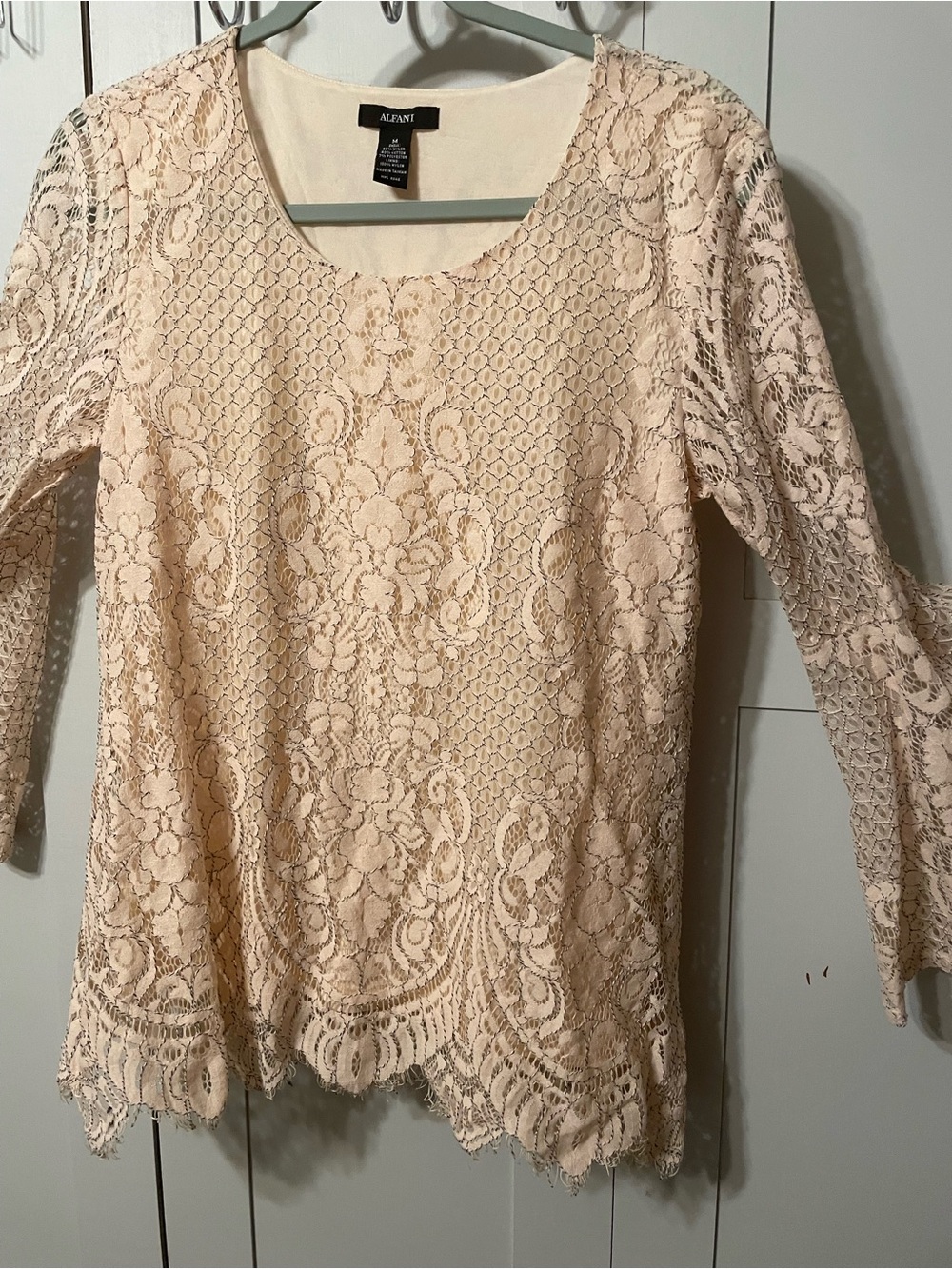 Alfani Blush Lace Bell-Sleeve Women's Top - Picture 6 of 16